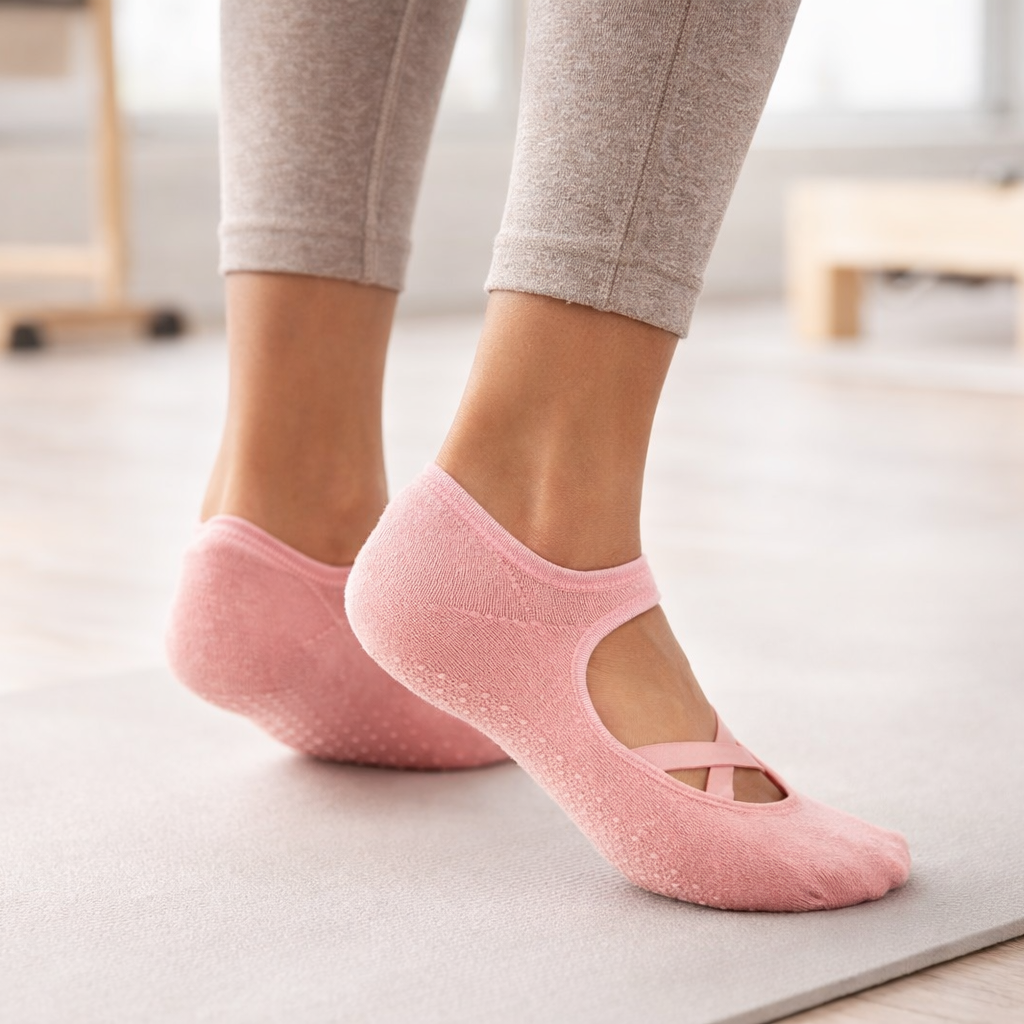 Różowa skarpetki do pilatesu