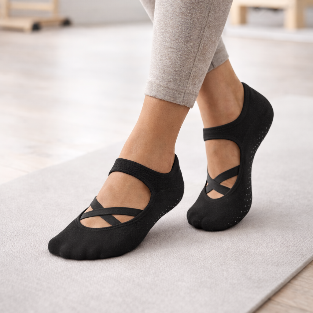 Czarne skarpetki do pilatesu